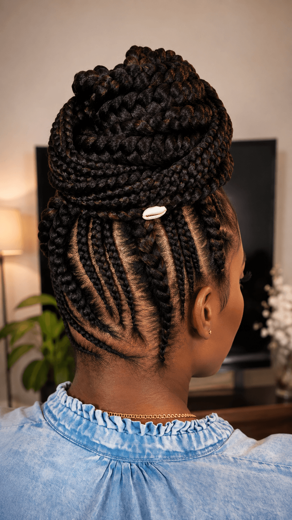Fine sisterlocks styling in clean studio setting